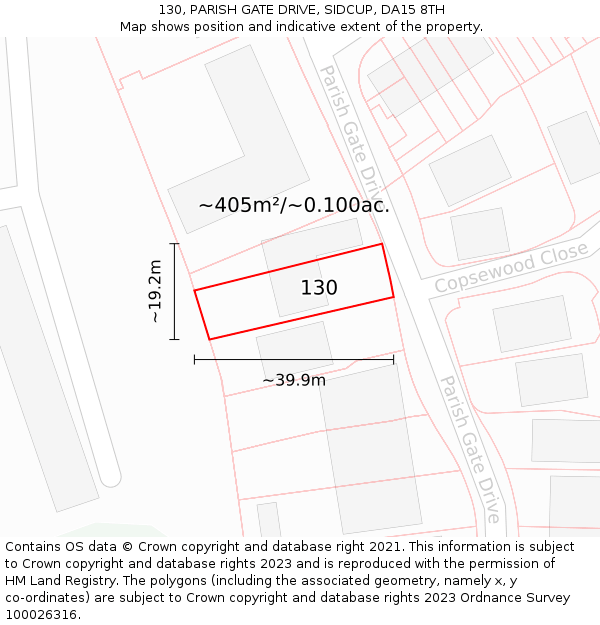 130, PARISH GATE DRIVE, SIDCUP, DA15 8TH: Plot and title map