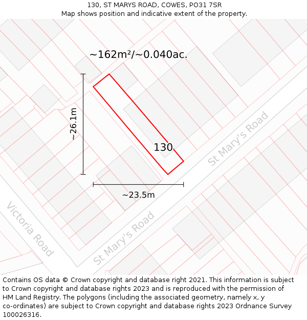 130, ST MARYS ROAD, COWES, PO31 7SR: Plot and title map