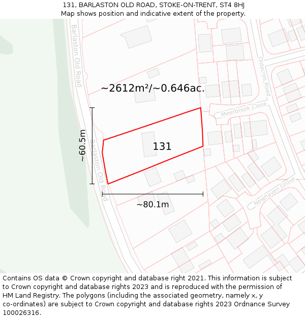 131, BARLASTON OLD ROAD, STOKE-ON-TRENT, ST4 8HJ: Plot and title map