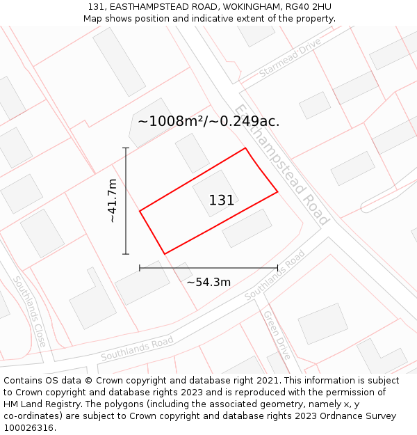 131, EASTHAMPSTEAD ROAD, WOKINGHAM, RG40 2HU: Plot and title map