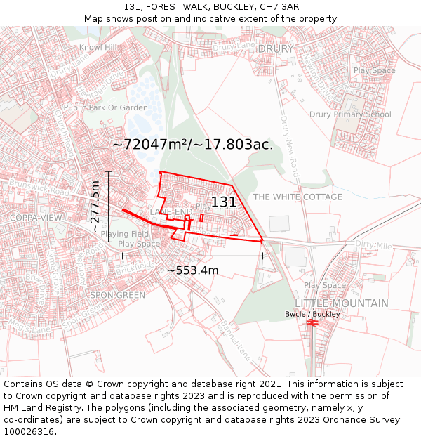 131, FOREST WALK, BUCKLEY, CH7 3AR: Plot and title map