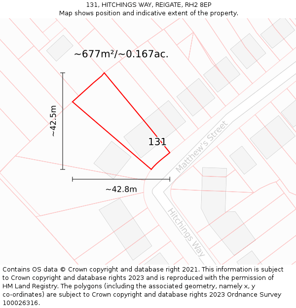 131, HITCHINGS WAY, REIGATE, RH2 8EP: Plot and title map