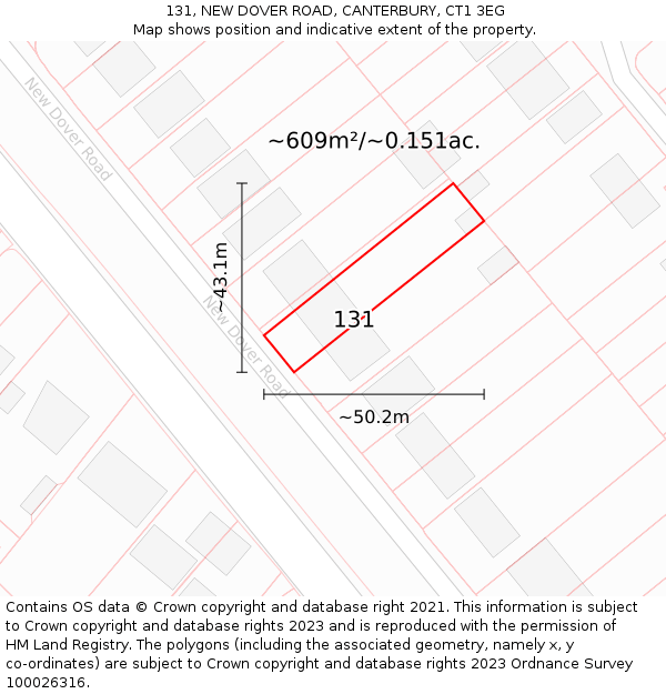 131, NEW DOVER ROAD, CANTERBURY, CT1 3EG: Plot and title map