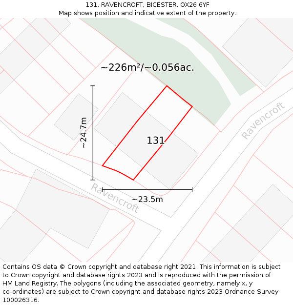 131, RAVENCROFT, BICESTER, OX26 6YF: Plot and title map