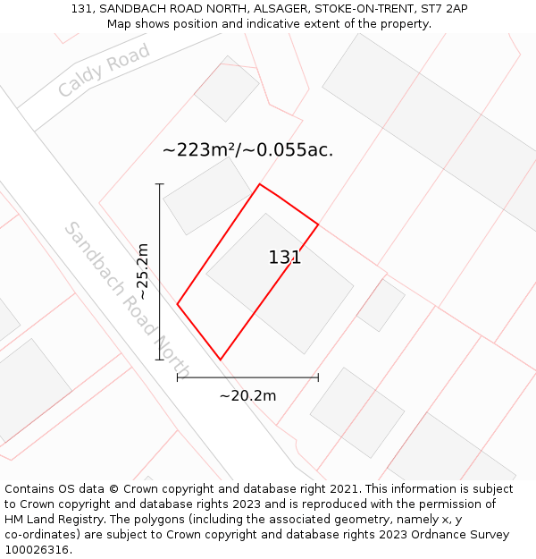 131, SANDBACH ROAD NORTH, ALSAGER, STOKE-ON-TRENT, ST7 2AP: Plot and title map