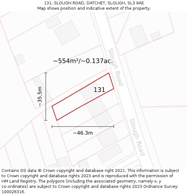 131, SLOUGH ROAD, DATCHET, SLOUGH, SL3 9AE: Plot and title map