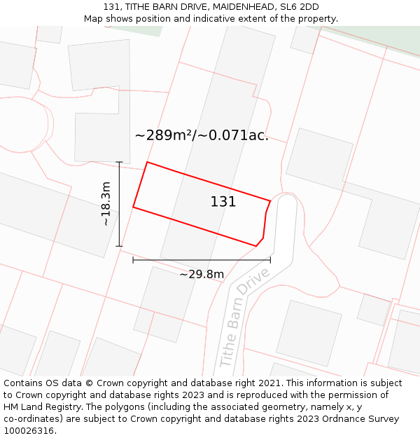 131, TITHE BARN DRIVE, MAIDENHEAD, SL6 2DD: Plot and title map