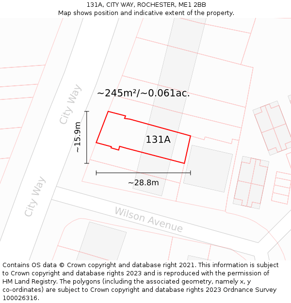 131A, CITY WAY, ROCHESTER, ME1 2BB: Plot and title map