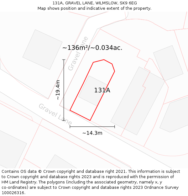 131A, GRAVEL LANE, WILMSLOW, SK9 6EG: Plot and title map