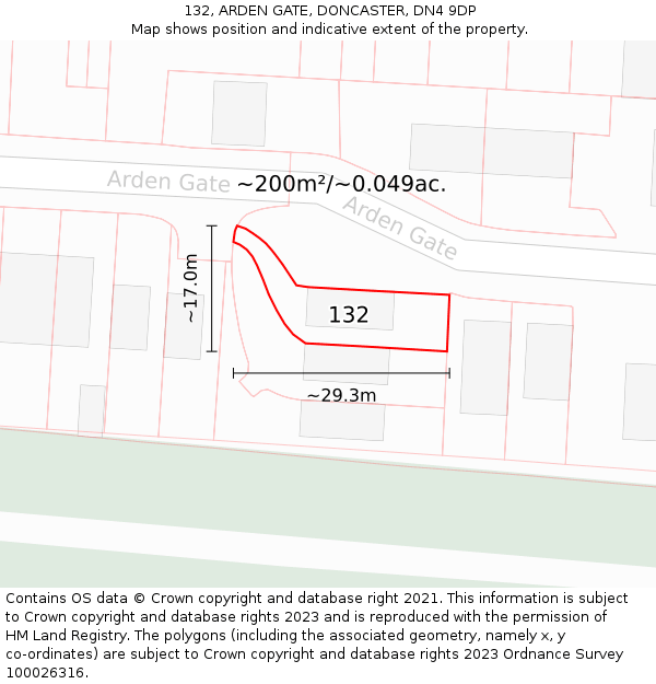 132, ARDEN GATE, DONCASTER, DN4 9DP: Plot and title map