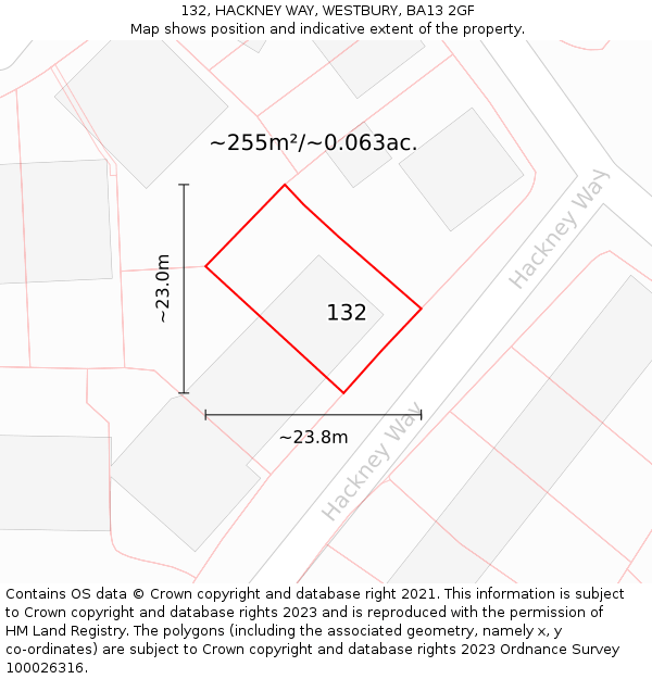 132, HACKNEY WAY, WESTBURY, BA13 2GF: Plot and title map