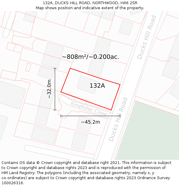 132A, DUCKS HILL ROAD, NORTHWOOD, HA6 2SR: Plot and title map