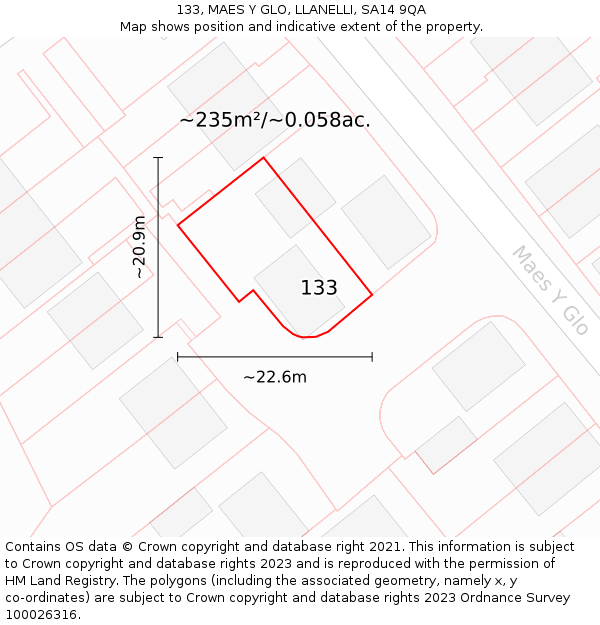 133, MAES Y GLO, LLANELLI, SA14 9QA: Plot and title map