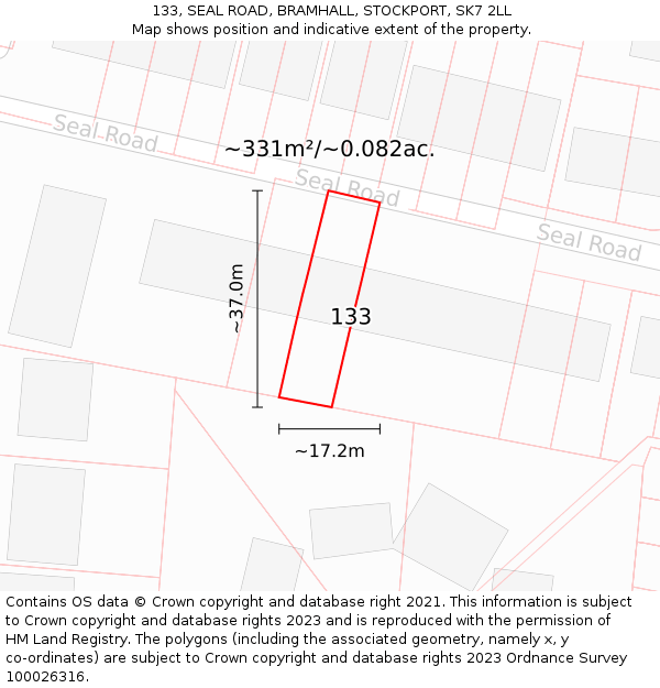 133, SEAL ROAD, BRAMHALL, STOCKPORT, SK7 2LL: Plot and title map