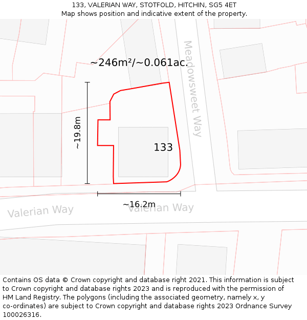 133, VALERIAN WAY, STOTFOLD, HITCHIN, SG5 4ET: Plot and title map