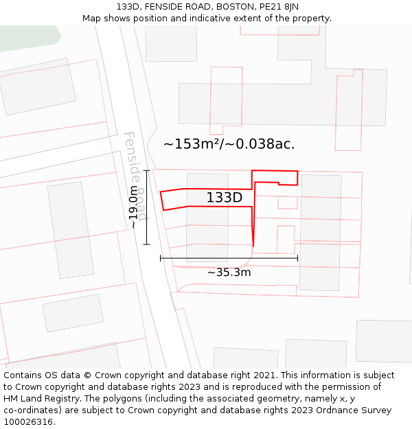 133D, FENSIDE ROAD, BOSTON, PE21 8JN: Plot and title map