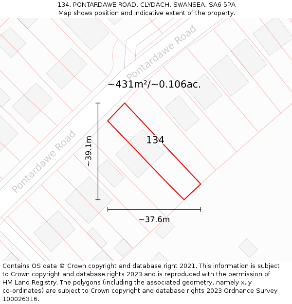 134, PONTARDAWE ROAD, CLYDACH, SWANSEA, SA6 5PA: Plot and title map