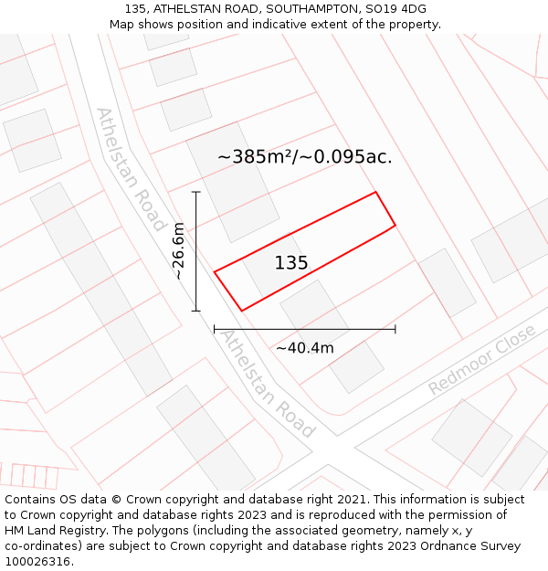 135, ATHELSTAN ROAD, SOUTHAMPTON, SO19 4DG: Plot and title map