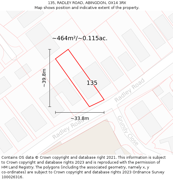 135, RADLEY ROAD, ABINGDON, OX14 3RX: Plot and title map