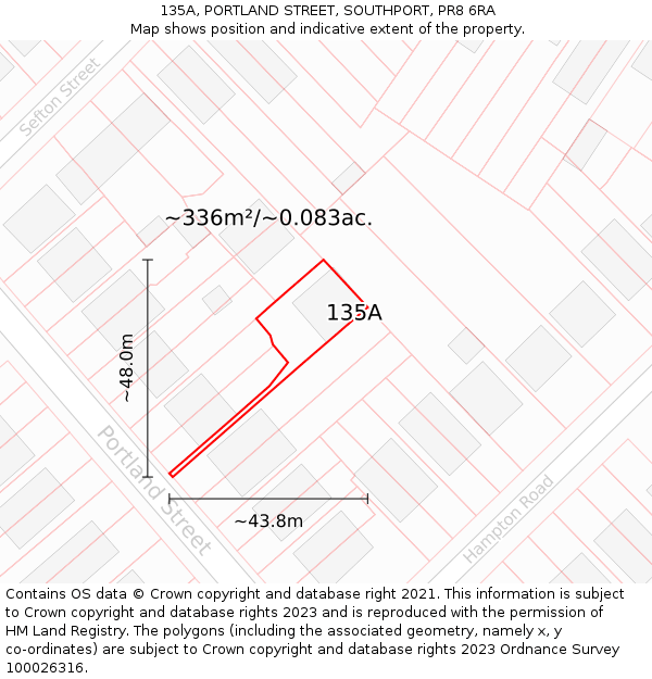 135A, PORTLAND STREET, SOUTHPORT, PR8 6RA: Plot and title map