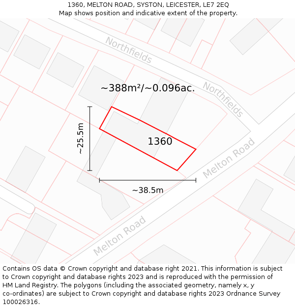 1360, MELTON ROAD, SYSTON, LEICESTER, LE7 2EQ: Plot and title map