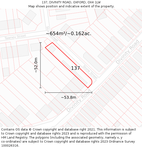 137, DIVINITY ROAD, OXFORD, OX4 1LW: Plot and title map