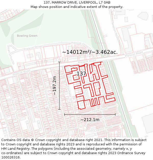 137, MARROW DRIVE, LIVERPOOL, L7 0AB: Plot and title map