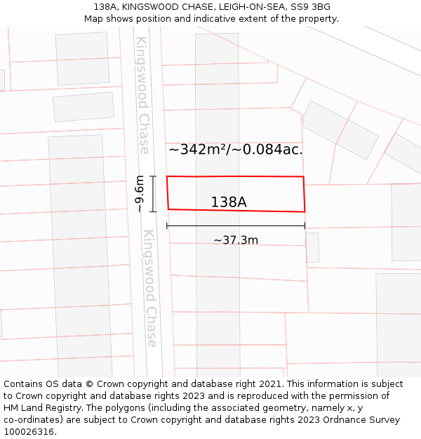 138A, KINGSWOOD CHASE, LEIGH-ON-SEA, SS9 3BG: Plot and title map