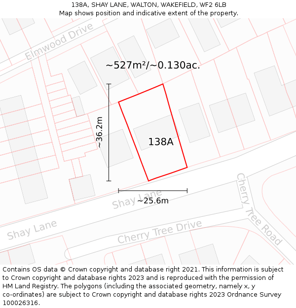 138A, SHAY LANE, WALTON, WAKEFIELD, WF2 6LB: Plot and title map