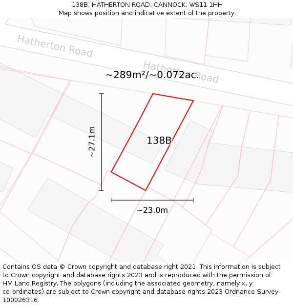 138B, HATHERTON ROAD, CANNOCK, WS11 1HH: Plot and title map