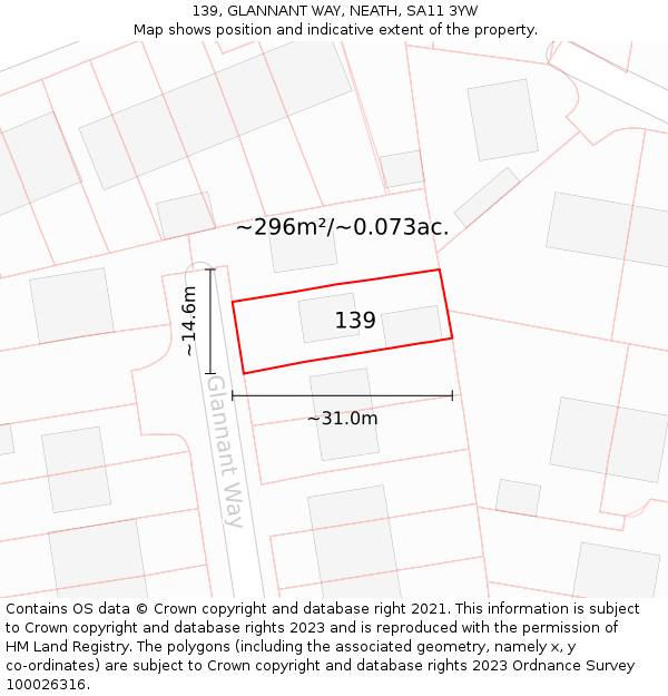 139, GLANNANT WAY, NEATH, SA11 3YW: Plot and title map