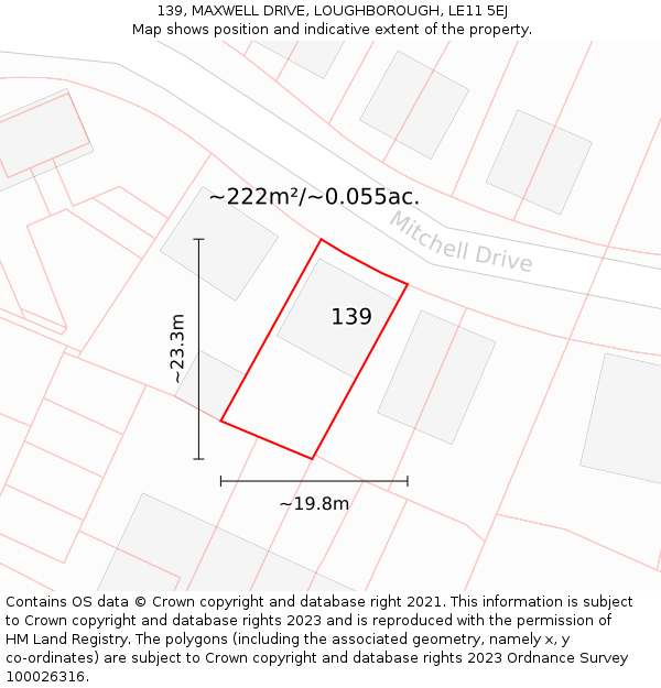 139, MAXWELL DRIVE, LOUGHBOROUGH, LE11 5EJ: Plot and title map