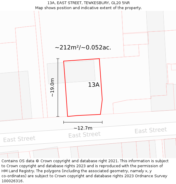 13A, EAST STREET, TEWKESBURY, GL20 5NR: Plot and title map