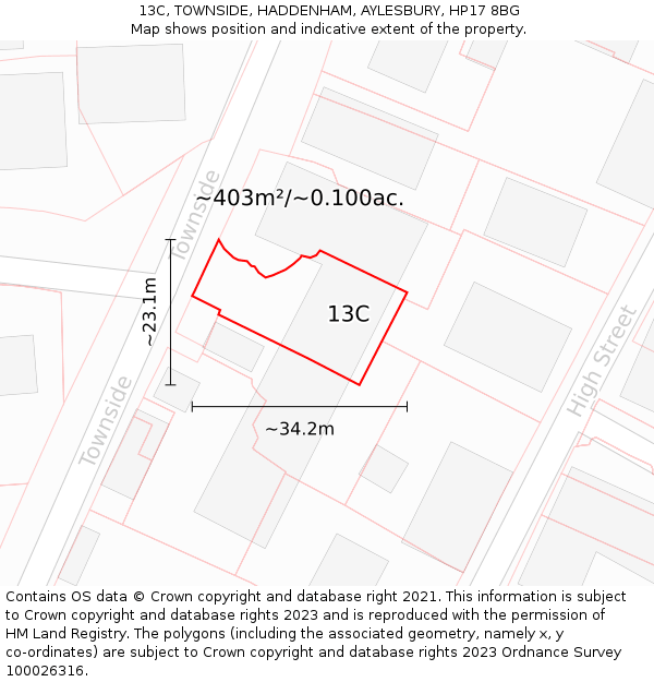 13C, TOWNSIDE, HADDENHAM, AYLESBURY, HP17 8BG: Plot and title map