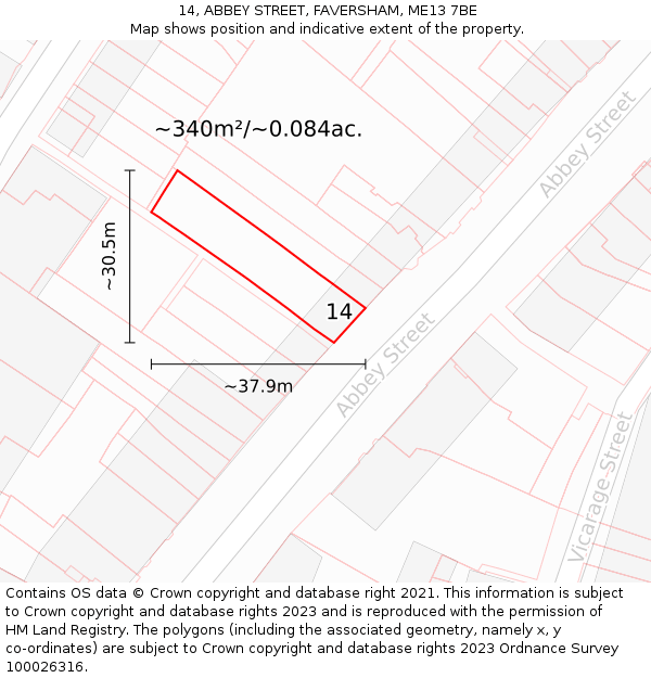 14, ABBEY STREET, FAVERSHAM, ME13 7BE: Plot and title map