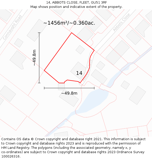 14, ABBOTS CLOSE, FLEET, GU51 3RF: Plot and title map