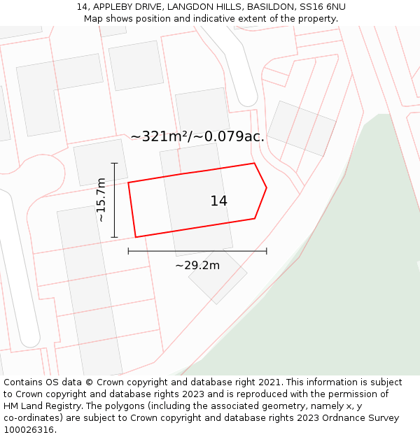 14, APPLEBY DRIVE, LANGDON HILLS, BASILDON, SS16 6NU: Plot and title map