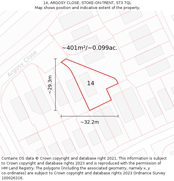 14, ARGOSY CLOSE, STOKE-ON-TRENT, ST3 7QL: Plot and title map