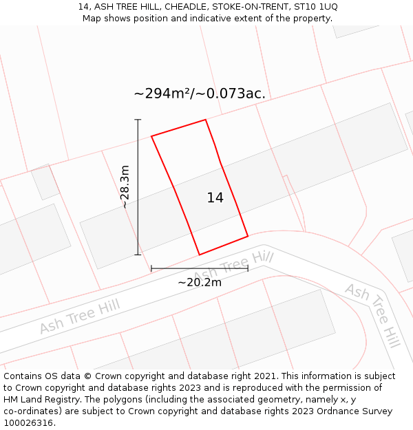 14, ASH TREE HILL, CHEADLE, STOKE-ON-TRENT, ST10 1UQ: Plot and title map