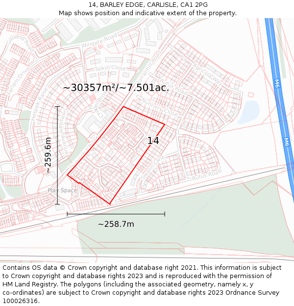 14, BARLEY EDGE, CARLISLE, CA1 2PG: Plot and title map