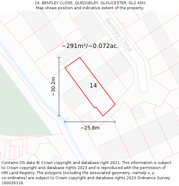 14, BENTLEY CLOSE, QUEDGELEY, GLOUCESTER, GL2 4SH: Plot and title map