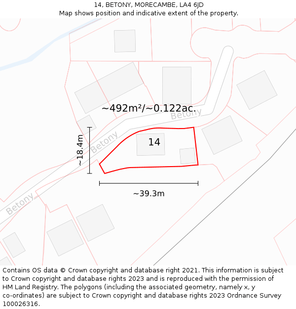 14, BETONY, MORECAMBE, LA4 6JD: Plot and title map