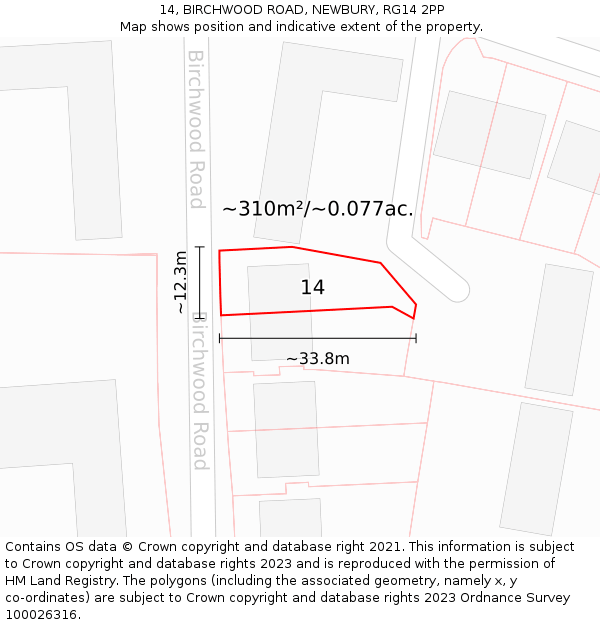 14, BIRCHWOOD ROAD, NEWBURY, RG14 2PP: Plot and title map