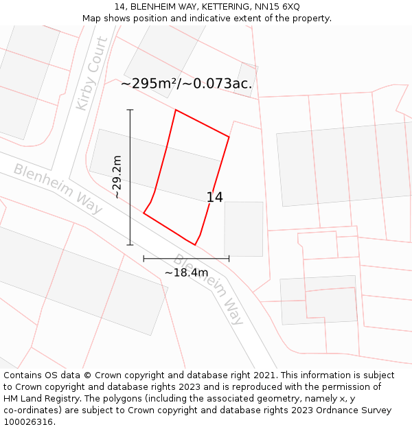 14, BLENHEIM WAY, KETTERING, NN15 6XQ: Plot and title map