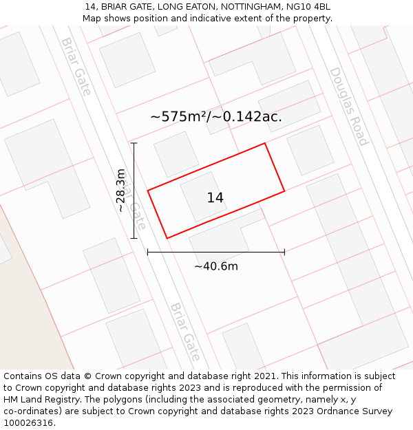 14, BRIAR GATE, LONG EATON, NOTTINGHAM, NG10 4BL: Plot and title map