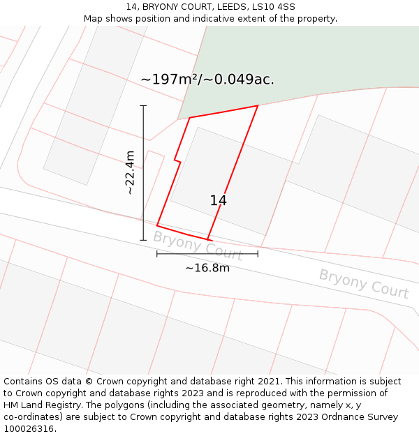 14, BRYONY COURT, LEEDS, LS10 4SS: Plot and title map