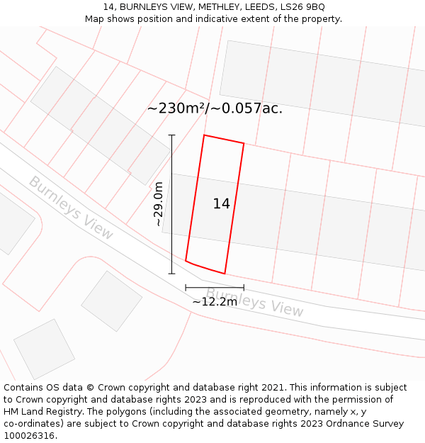 14, BURNLEYS VIEW, METHLEY, LEEDS, LS26 9BQ: Plot and title map