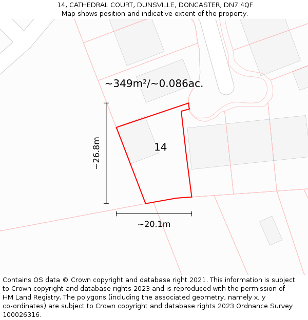 14, CATHEDRAL COURT, DUNSVILLE, DONCASTER, DN7 4QF: Plot and title map