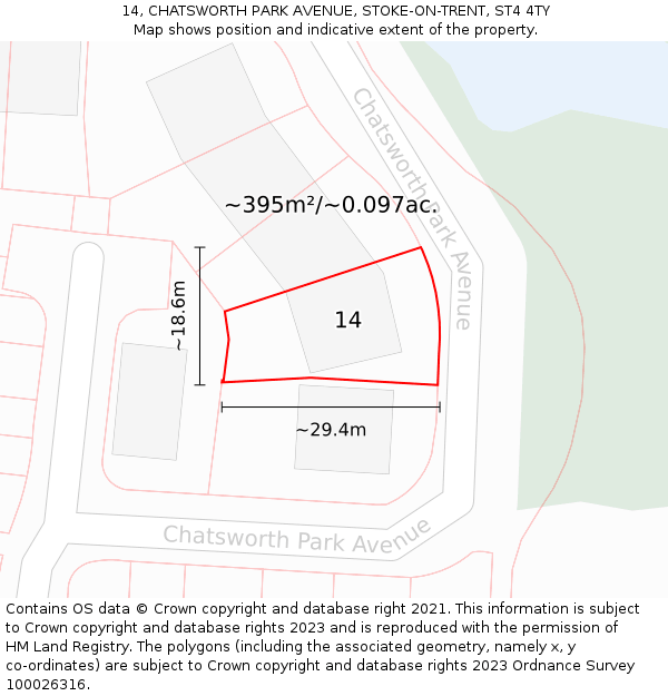 14, CHATSWORTH PARK AVENUE, STOKE-ON-TRENT, ST4 4TY: Plot and title map