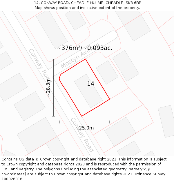 14, CONWAY ROAD, CHEADLE HULME, CHEADLE, SK8 6BP: Plot and title map